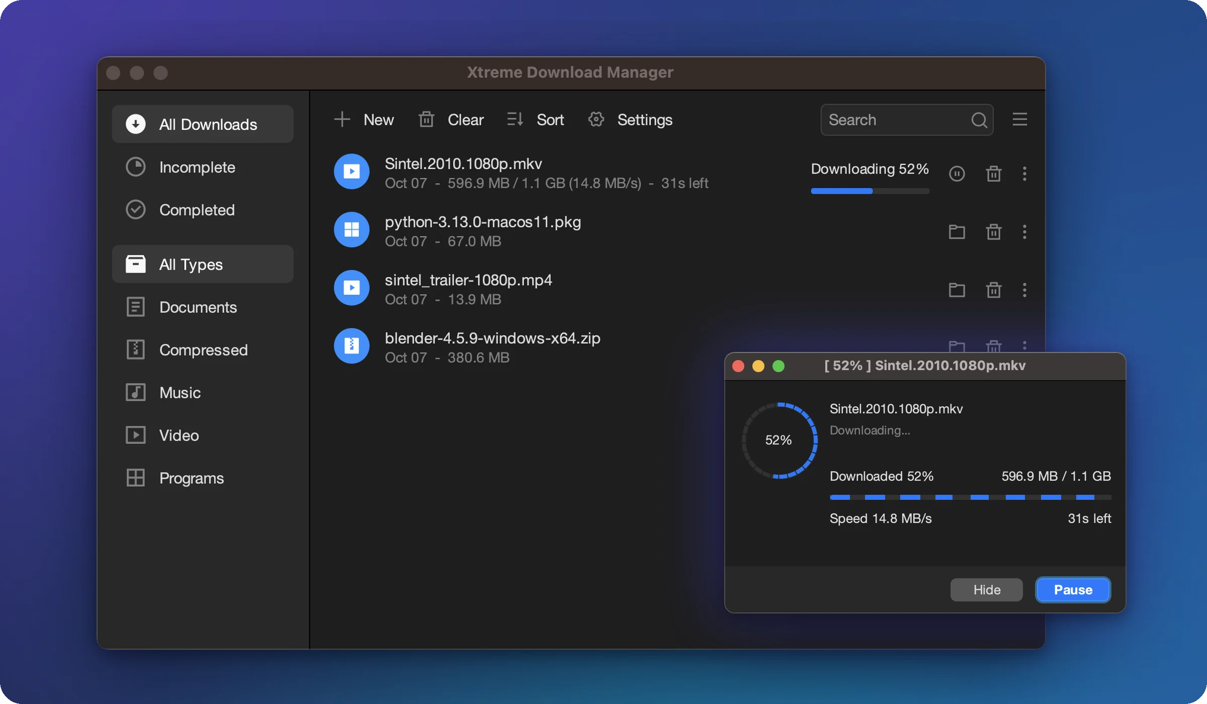 Xtreme Download Manager main window with a download in progress