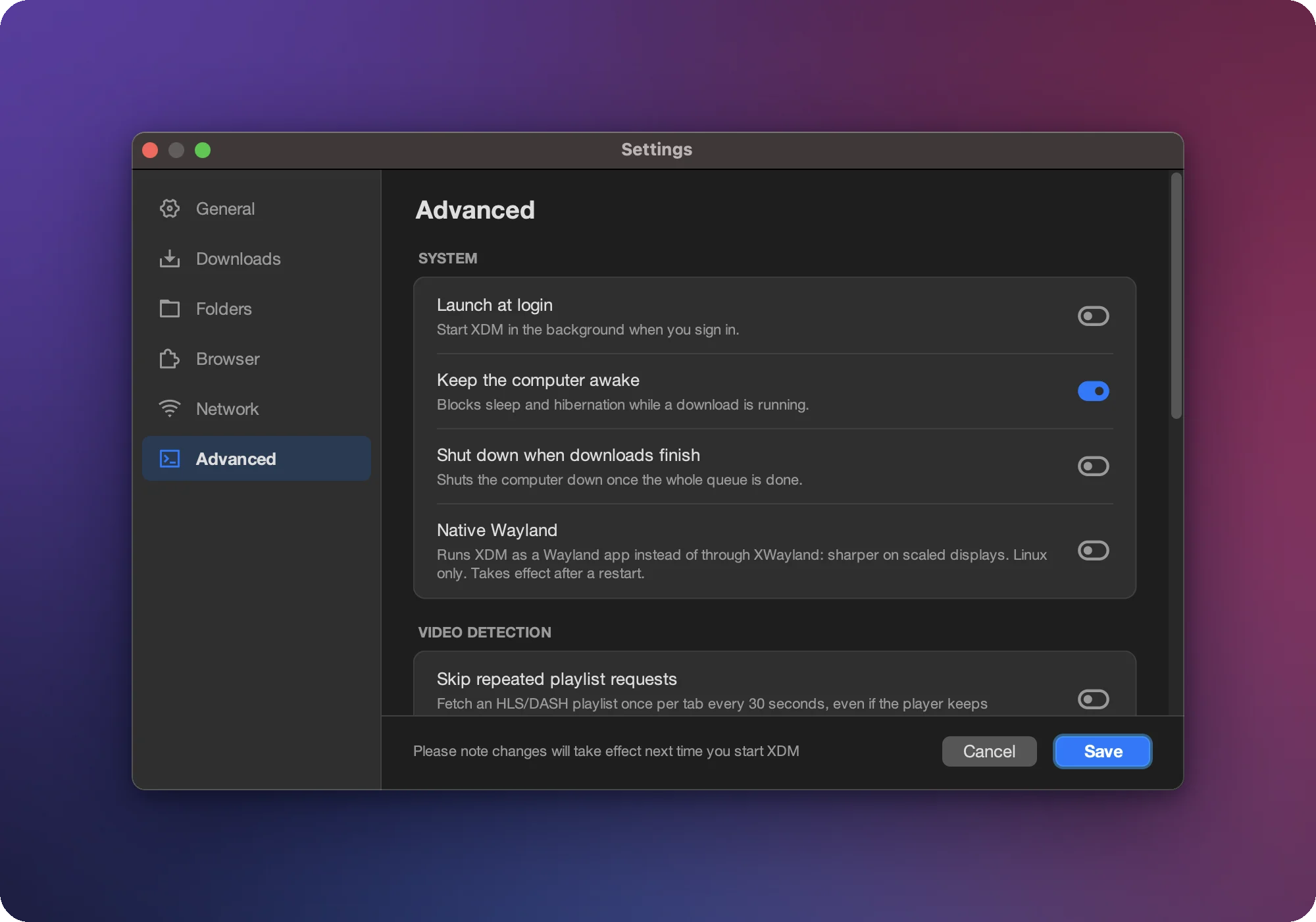 XDM Advanced settings